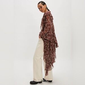 Free People High Low Printed Duster in Forever Paisley